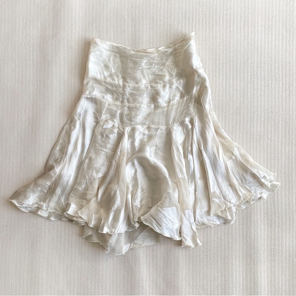 lycelle Dresses & Skirts - Silk Assymetrical sheer ruffle midi mini skirt